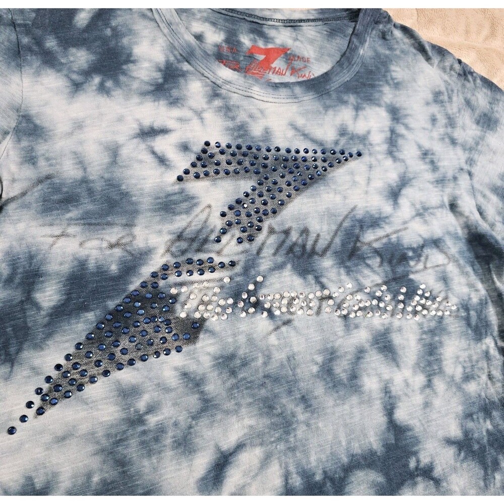 7 For All Mankind The Great China Wall T Shirt Womens M Tie Dye Rhinestone Y2K